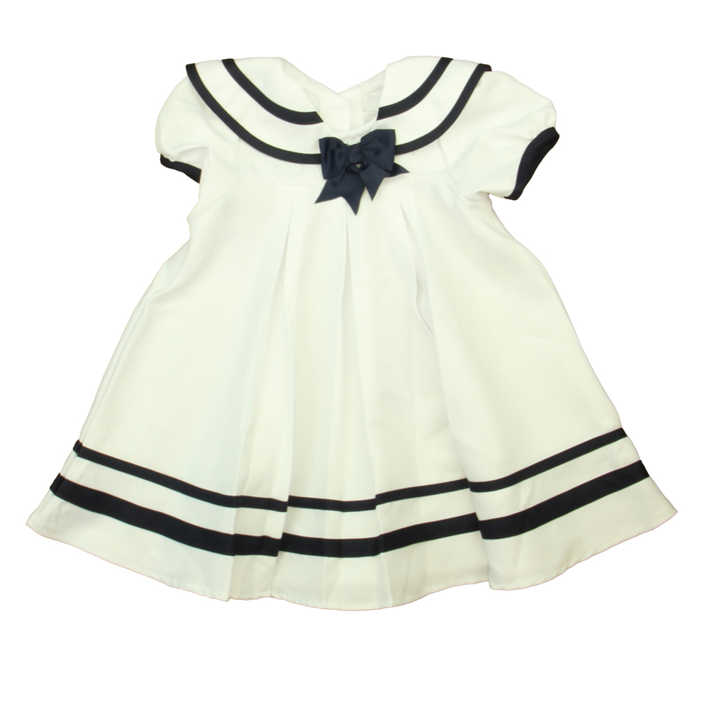 Rare Editions Girls White | Navy Dress size: 12-18 Months